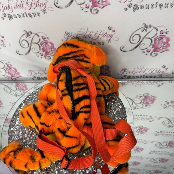 Disney tiger backpack Orange and Black Plush Toy backpack vintage zip up - Picture 4 of 10